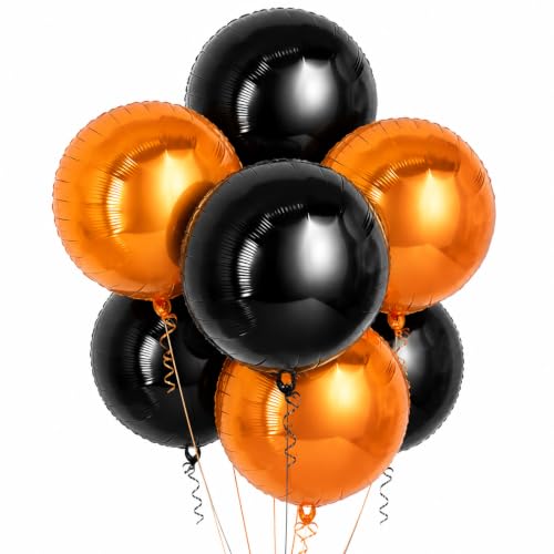 18 Inch Orange and Black Foil Balloons Set for Halloween & Fall Parties