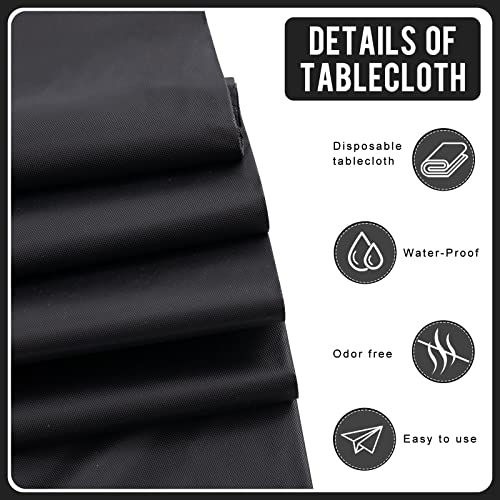 Eleclassi 3 Pack Disposable Black Plastic Tablecloths 54 x 108 in for Rectangular Tables - Halloween Party Decor