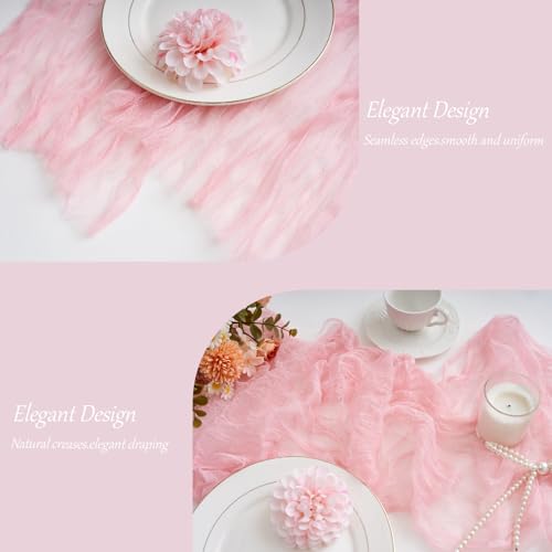 Pink Cheesecloth Table Runner 10Ft Rustic Boho Wedding Bridal Decor Summer Halloween
