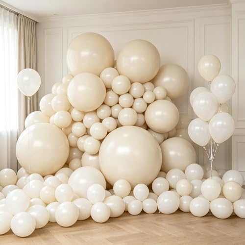 Sand White 18 Inch Latex Balloons - 10 Pack for Birthday Wedding Party
