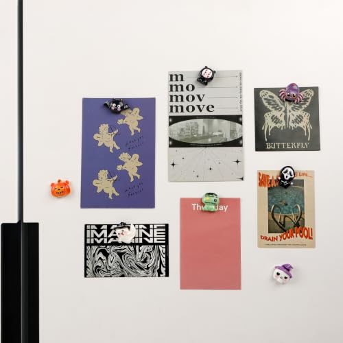8 Pcs Halloween Refrigerator Magnets - Cute 3D Resin Ghost Pumpkins Bats