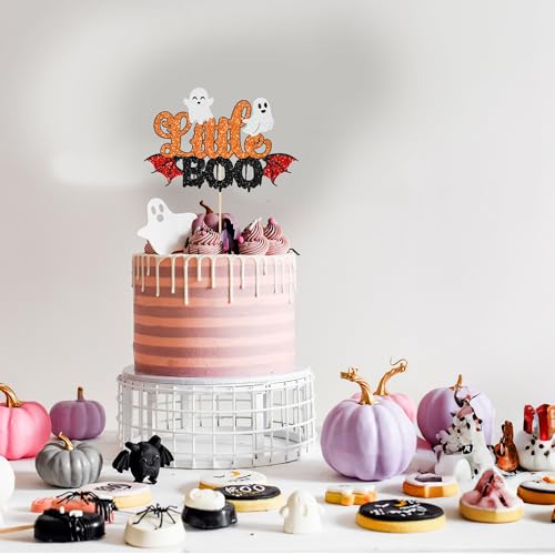 Halloween Little Boo Cake Topper - Orange 1Pc Ghost Party Decorations