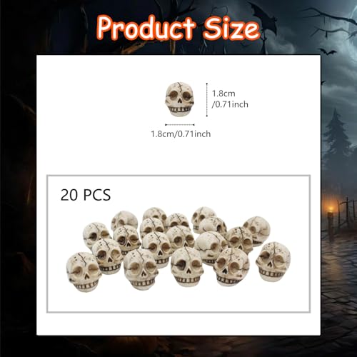Mini Halloween Skeleton Head Figurines Set - Resin 20 Pcs - Styl2