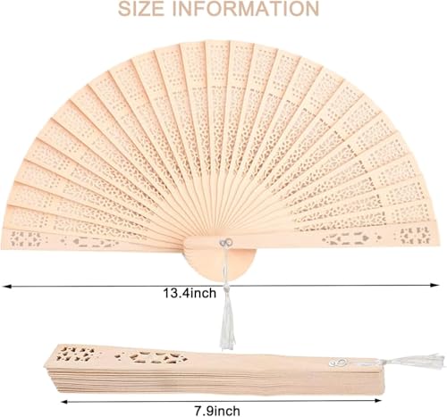 Wooden Folding Hand Fan with Sandalwood Fragrance - 50 pcs Set