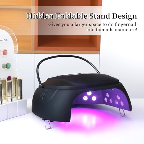 Rechargeable UV LED Nail Lamp - Black, 126W Cordless Gel Dryer with Auto Sensor & 4 Timer Settings