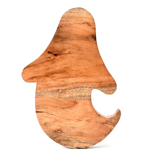 Ghost-Shaped Wooden Halloween Cutting Board 14x10 Inches - Spooky Kitchen Decor & Serving Platter