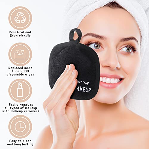 Reusable Makeup Remover Cloths Set - 48 Black Microfiber Face Towels, 5x5 Inches, Gentle & Washable