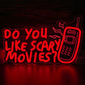 Horror Movie Neon Sign Do You Like Scary Movies - Dimmable Gothic LED Light for Movie Room & Halloween - Variation: Horror Movie