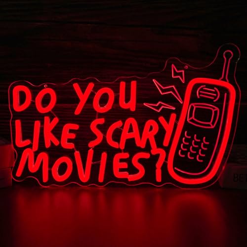Horror Movie Neon Sign Do You Like Scary Movies - Dimmable Gothic LED Light for Movie Room & Halloween - Variation: Horror Movie