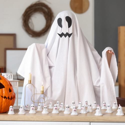 Mini Pastel Ghost Figurines Bulk Set - Halloween Decor, 75 Pieces with Variation Ghost