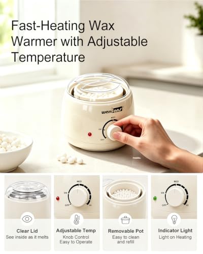Waxfans White Waxing Kit with Mini Warmer for Face & Body - Cream White Variation