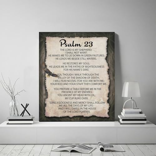 Psalm 23 Wall Art Canvas Print - Religious Scripture Scripture Wall Decor 24x20