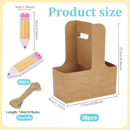 36 Pack Teacher Appreciation Drink Carrier - 2 Cup Disposable Paperboard Holder