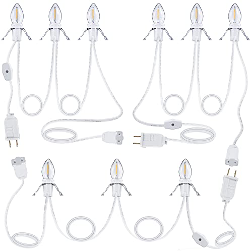 3 Pack Christmas Village LED Light Cords with Bulbs, Indoor Holiday Decor