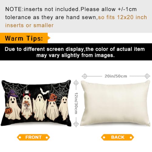 Halloween Ghost Pillow Cover 12x20 Black Jack O'Lantern Decor - Pack of 1