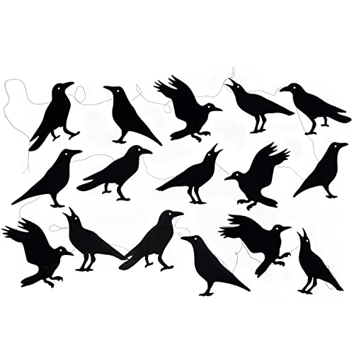Halloween Crow Banners Hanging Paper Garlands for Party & Haunted House Decor - 2 Pack