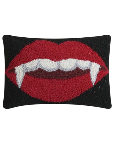 Halloween Vampire Kiss Throw Pillow - 12-Inch Square Wool & Velvet Accent Decor