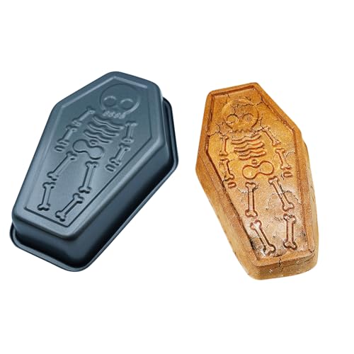 Halloween Skeleton Cake Pan - 3D Coffin Mold for Baking, Non-Stick Aluminum