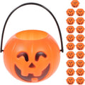 20PCS Mini Halloween Pumpkin Buckets - Plastic Trick or Treat Candy Buckets
