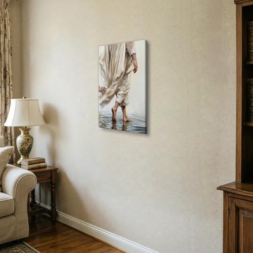Jesus Walking Canvas Wall Art - 24"L x 16"W 3D Religious Christian Decor