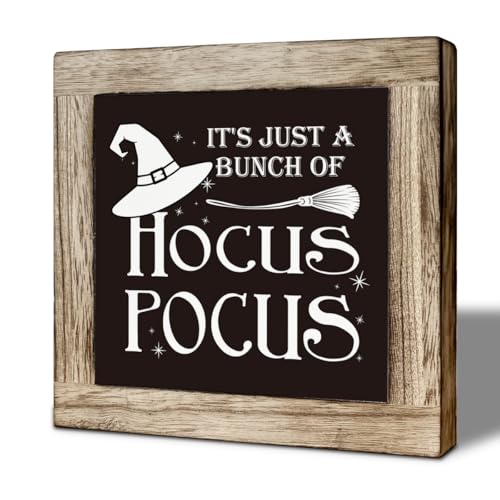 Funny Halloween Decor Sign - It's Just A Bunch Of Hocus Pocus Rustic Wooden Sign for Home - Variation: Hocus Pocus