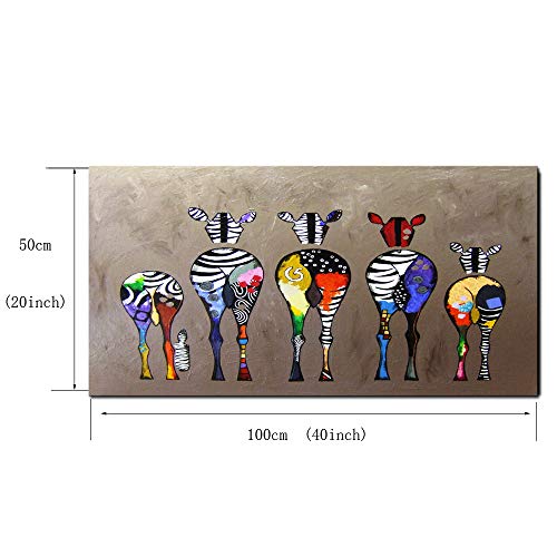 Colorful Zebra Canvas Wall Art - 40" x 20" Modern Animal Painting Ready to Hang