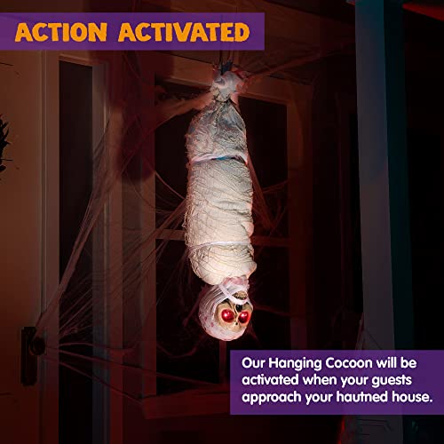 Halloween Hanging Corpse Decoration with LED Eyes & Sound 35" Spooky Prop