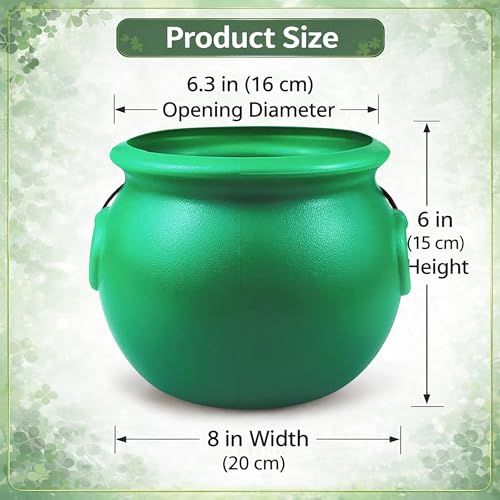 Green Cauldron Pot for St. Patrick's Day & Party Decorations - 8 Inch Plastic