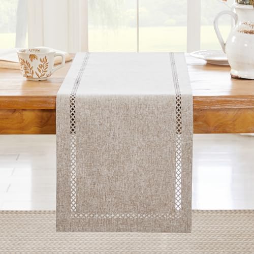 Coffee Table Runner 13x36 Inch Rustic Burlap Linen Style Decor