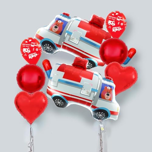 Emergency Vehicle Balloons Set - Ambulance, Nurse & Rescue Party Decorations