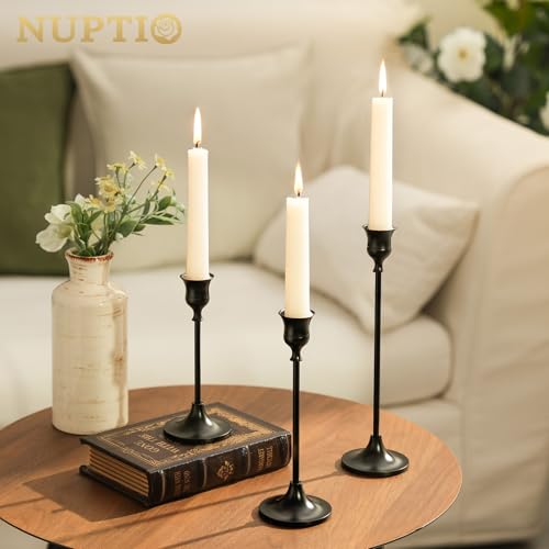Halloween Candle Holder Set - Black Aluminum Taper Candle Holders for 6 Candlesticks - 2 Sets Included