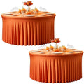 GALLETY 2 Pack Harvest Pumpkin Round Spandex Tablecloth 60 Inch for 5ft Tables