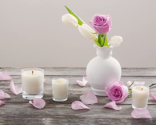 White Votive Candle Set with Clear Glass Holders - Unscented Soy Wax, 20 Pack