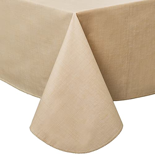Vinyl Tablecloth with Flannel Backing - Champagne Waterproof & Stain-Resistant 60x102 Inches
