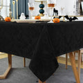 Black Jacquard Damask Rectangular Tablecloth 60 x 102 Inch - Elegant Polyester