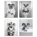 Funny Koala Wall Art Decor Prints - Black and White Animal Artwork Set - A58