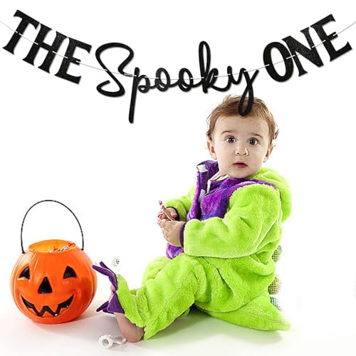 Halloween First Birthday Banner - Spooky Ghost Glitter Party Decorations