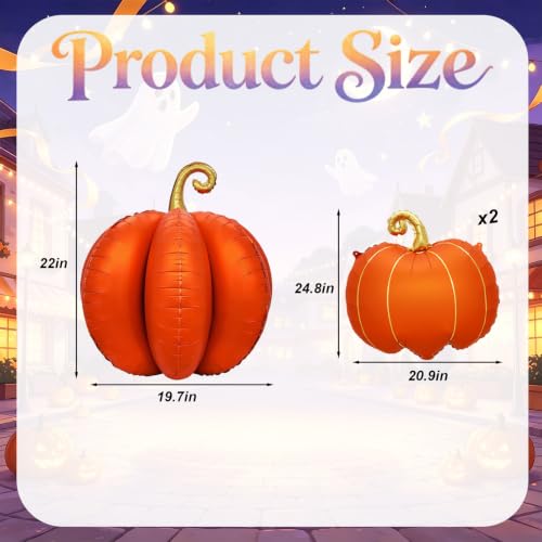 Halloween Pumpkin Balloons Set - 3 Assorted Foil & 3D Orange Pumpkins