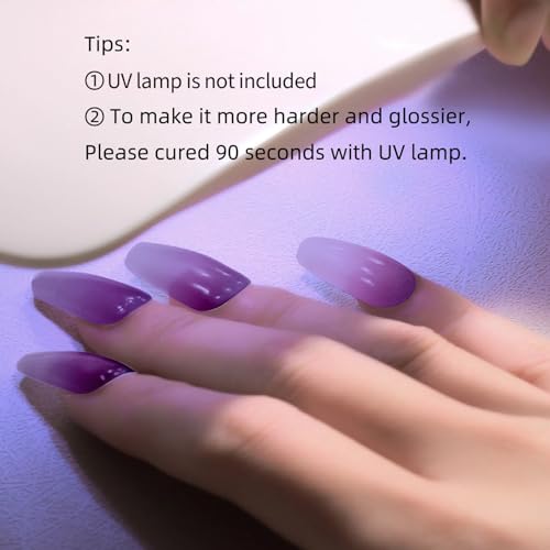Semi Cured Gel Nail Strips Kit3 Gradient Burgundy - 16 Pcs Nail Wraps & File