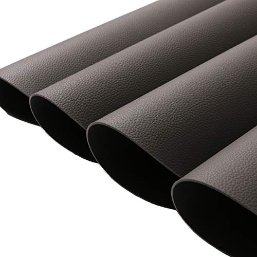 Gray Wipeable Leather Placemats and Coasters Set of 4 Waterproof Heat-Resistant
