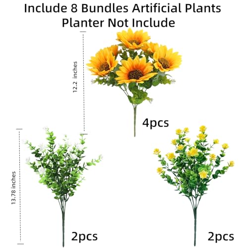 Yellow Fall Artificial Sunflowers Faux Flowers for Outdoor Decoration