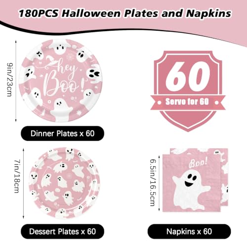 Halloween Ghost Paper Plates and Napkins Set - Multicolor, Serve 60 Guests