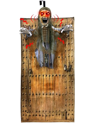 76-Inch Halloween Animatronic Zombie Ghost Decoration with Red Eyes, Sound Activated Outdoor Decor