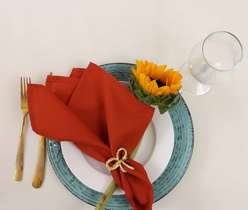 Set of 8 Rust Cloth Napkins - 18x18 Inches Fall Table Decor, Washable & Absorbent