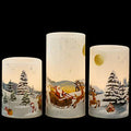 Santa Claus Flameless Candles - Battery Operated Timer & Flickering Light - Christmas Decor - Set of 3 - Variation: Santa Claus 2