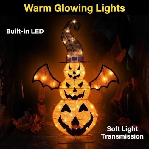 Outdoor 3-Tier Lighted Jack-O-Lantern Pumpkin Halloween Decor