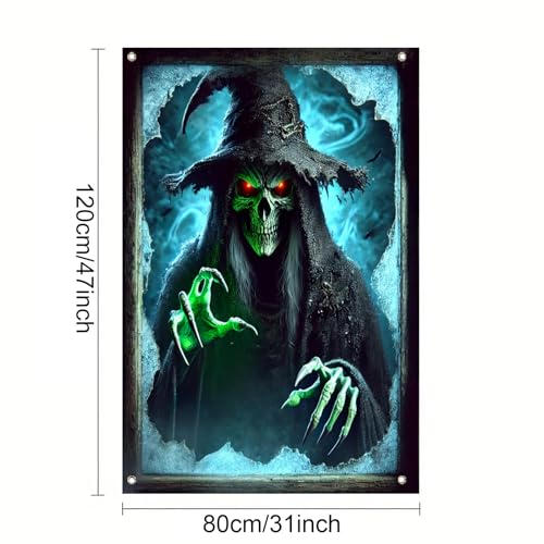 Halloween Witch Window Cover 31x47 Inch Spooky Decor for Home & Garden