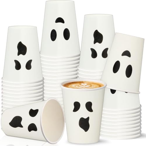 Halloween Ghost Disposable Paper Cups - 12 oz, Pack of 36