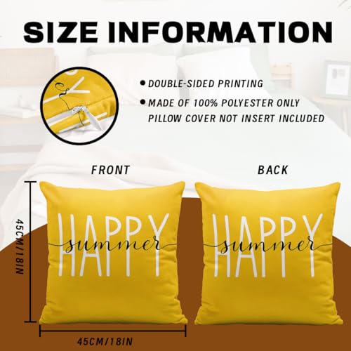 18x18 Summer Lemon Throw Pillow Covers Set of 4 - Farmhouse Home Decor