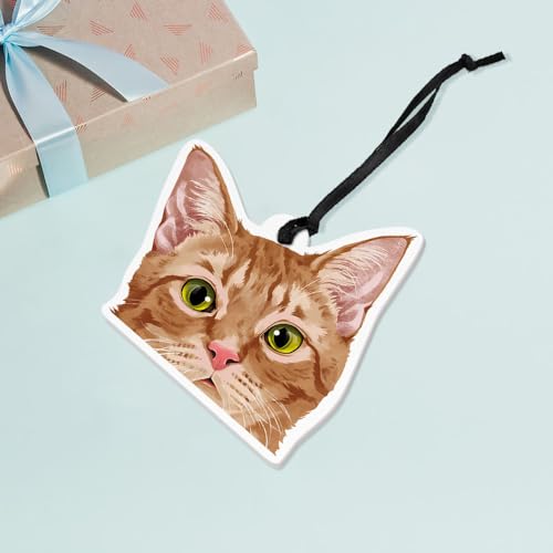 Acrylic Hanging Ornament for Christmas Tree Holiday Decor - Orange Tabby Kitten Cat